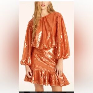 J. Crew Orange Sequin Blouse and skirt